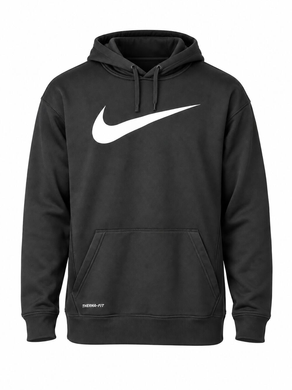Nike Therma-FIT Men's XL Black Pullover Hoodie Big White Swoosh
